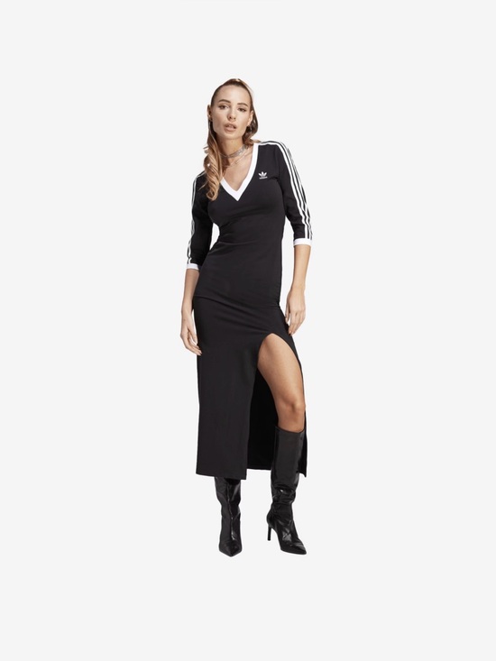 adidas Dresses & Skirts - Adidas Black Maxi Dress with White Three-Stripe Trim. Sz S. PTP 16”. NWT
